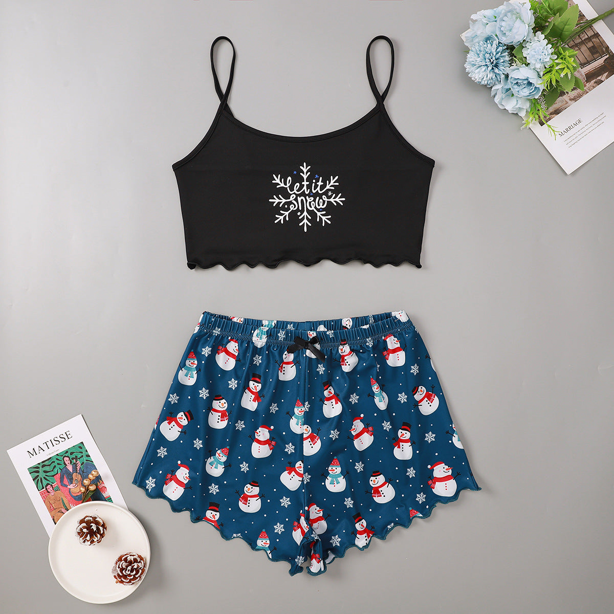 Sugar Plum | Green Gingerbread Print Christmas Pyjamas For Women
