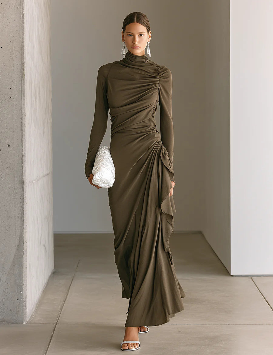 Imogen Wright | High-Neck Draped Maxi Dress For Women