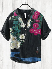 Filippo Rushcombe | Art Print Linen-Look Short Sleeve Shirt For Men