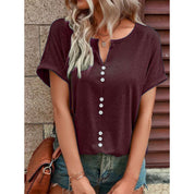 Millie Sutherland | Button-Detail V-Neck Top For Women