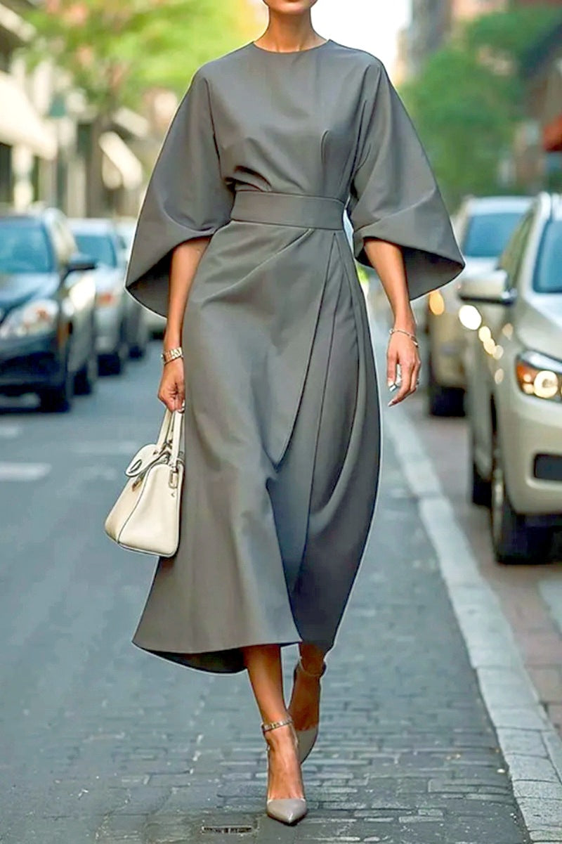 Adriana Henford | Black Batwing Sleeve Long Dress For Women