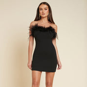 Tara Murphy | Feather Trim Cocktail Dress For Women