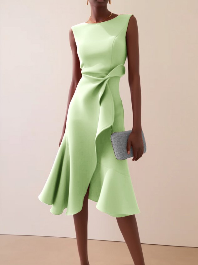 Piera Normore | Asymmetric Ruffle Midi Dress For Women