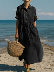 Harper Sutton | Pintuck Linen Maxi Shirt Dress For Women