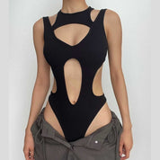 Matilda Rowntree | Ribbed Cutout Bodysuit With Backless Detail For Women