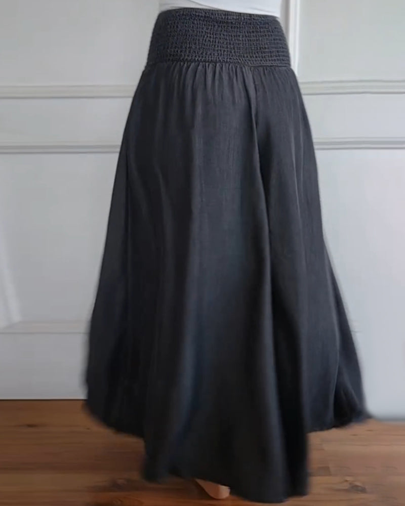 Beatrice Lonsdale | Linen Maxi Skirt With Elastic Waist For Women