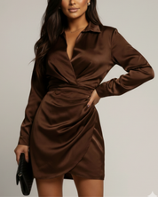 Aurelia Blackwood | Satin Wrap Mini Dress For Women