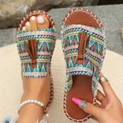Naomi Kirkland | Woven Boho Sandals With Tassel Detail For Women