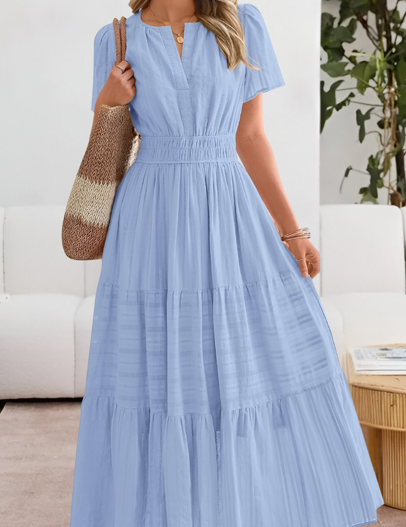 Chloe Evans | Tiered Flutter-Sleeve Maxi Dress For Women