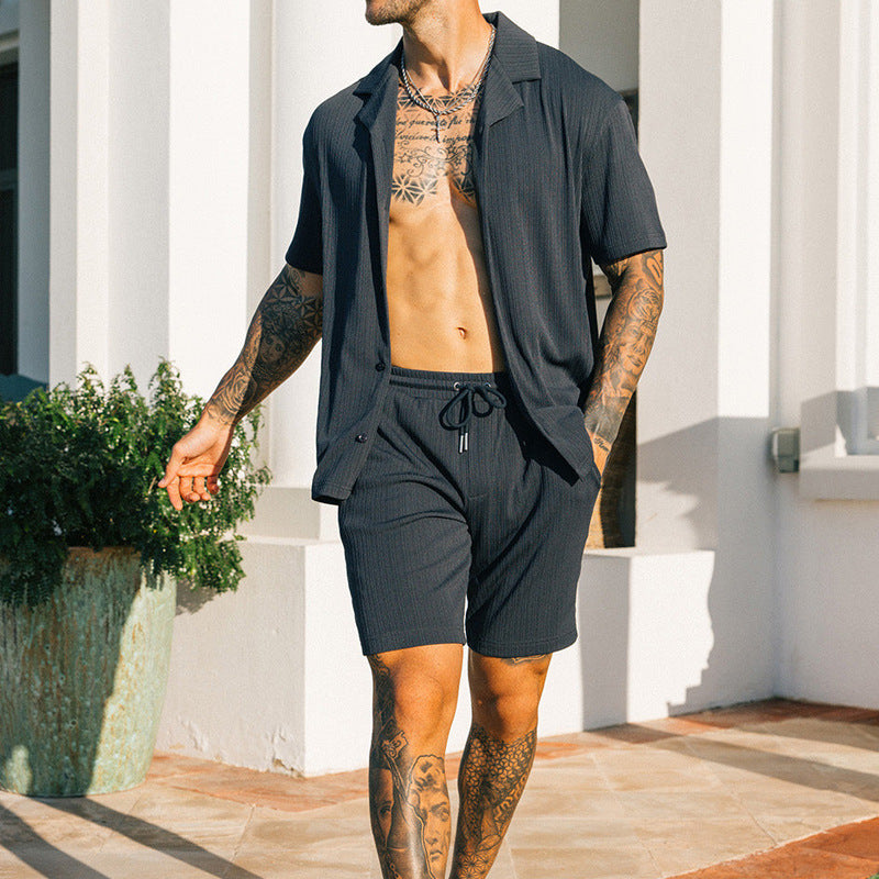 Zachary Prentice | Textured Shirt & Shorts Set For Men