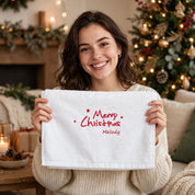 Stitched Joy | White Embroidered Tree Christmas Towel Set Unisex