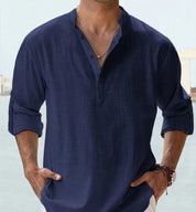 Paolo Everhurst | Stand Collar Roll Sleeve Shirt For Men