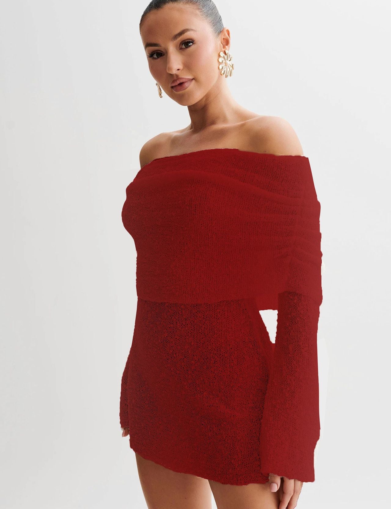Isla Kelly | Off-Shoulder Knit Mini Dress For Women