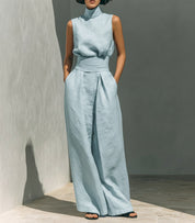 Valentina Creswell | Linen-Look Wide Leg Two-Piece Set For Women