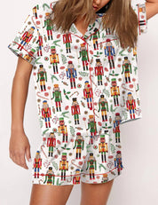 Tinsel Town | Black Candy Cane Print Christmas Pyjamas For Women