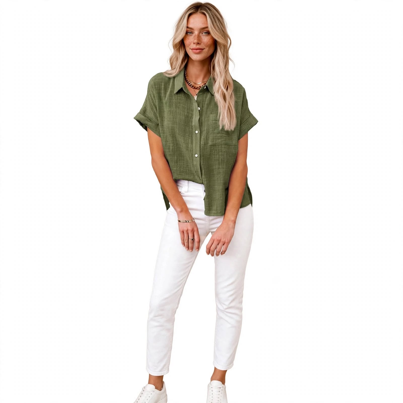 Patrizia Wesford | Linen Look Short Sleeve Shirt For Women