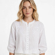 Chloe Ferguson | Floral Embroidered Blouse With Button Front