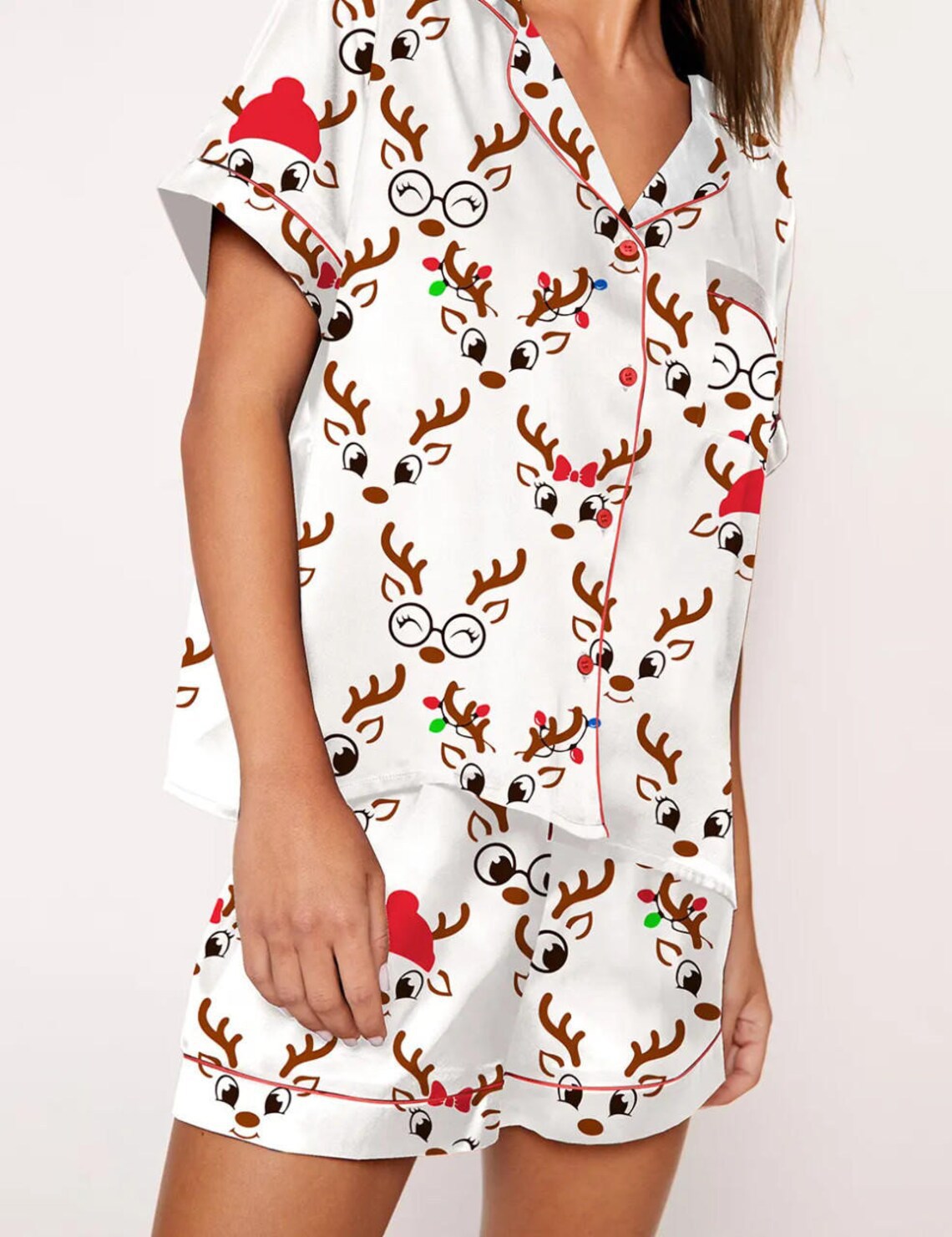 Tinsel Town | Black Candy Cane Print Christmas Pyjamas For Women