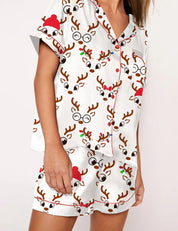 Tinsel Town | Black Candy Cane Print Christmas Pyjamas For Women