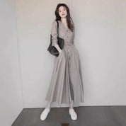 Oriana Belbridge | Grey Belted Midi Shirt Dress For Women