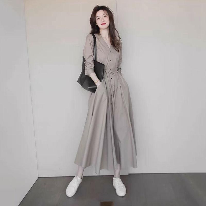 Oriana Belbridge | Grey Belted Midi Shirt Dress For Women