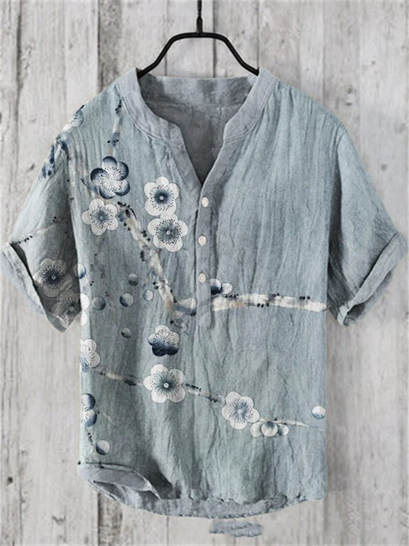 Filippo Rushcombe | Art Print Linen-Look Short Sleeve Shirt For Men