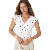 Bridget Callahan | Puff Sleeve V-Neck Blouse For Women