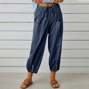 Lauren Cooper | Relaxed Drawstring Cropped Trousers For Women
