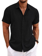 Cesare Crandale | Short Sleeve Linen-Look Summer Shirt For Men