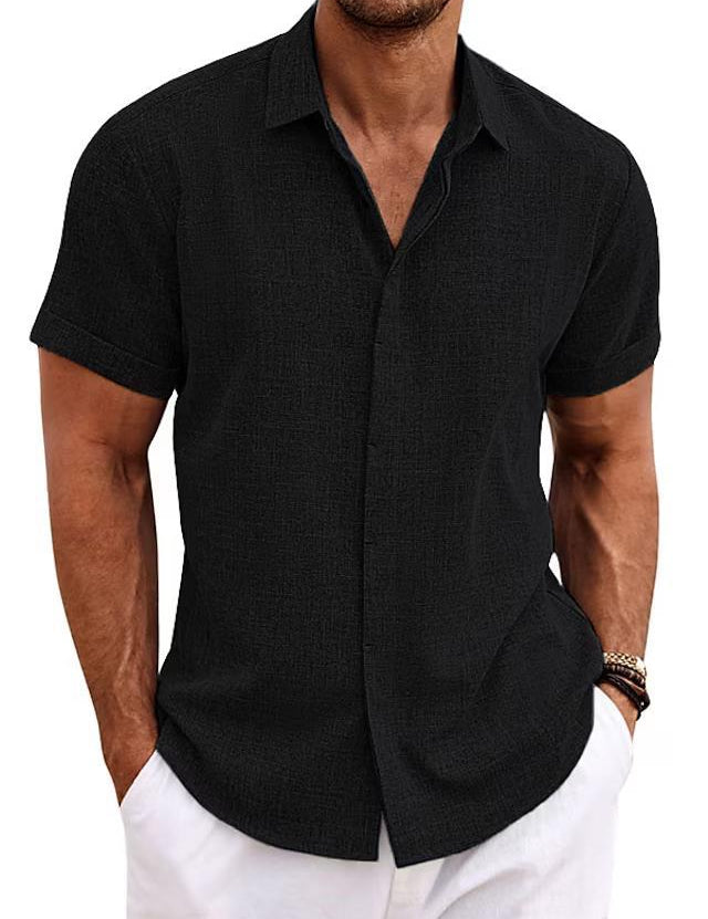 Cesare Crandale | Short Sleeve Linen-Look Summer Shirt For Men