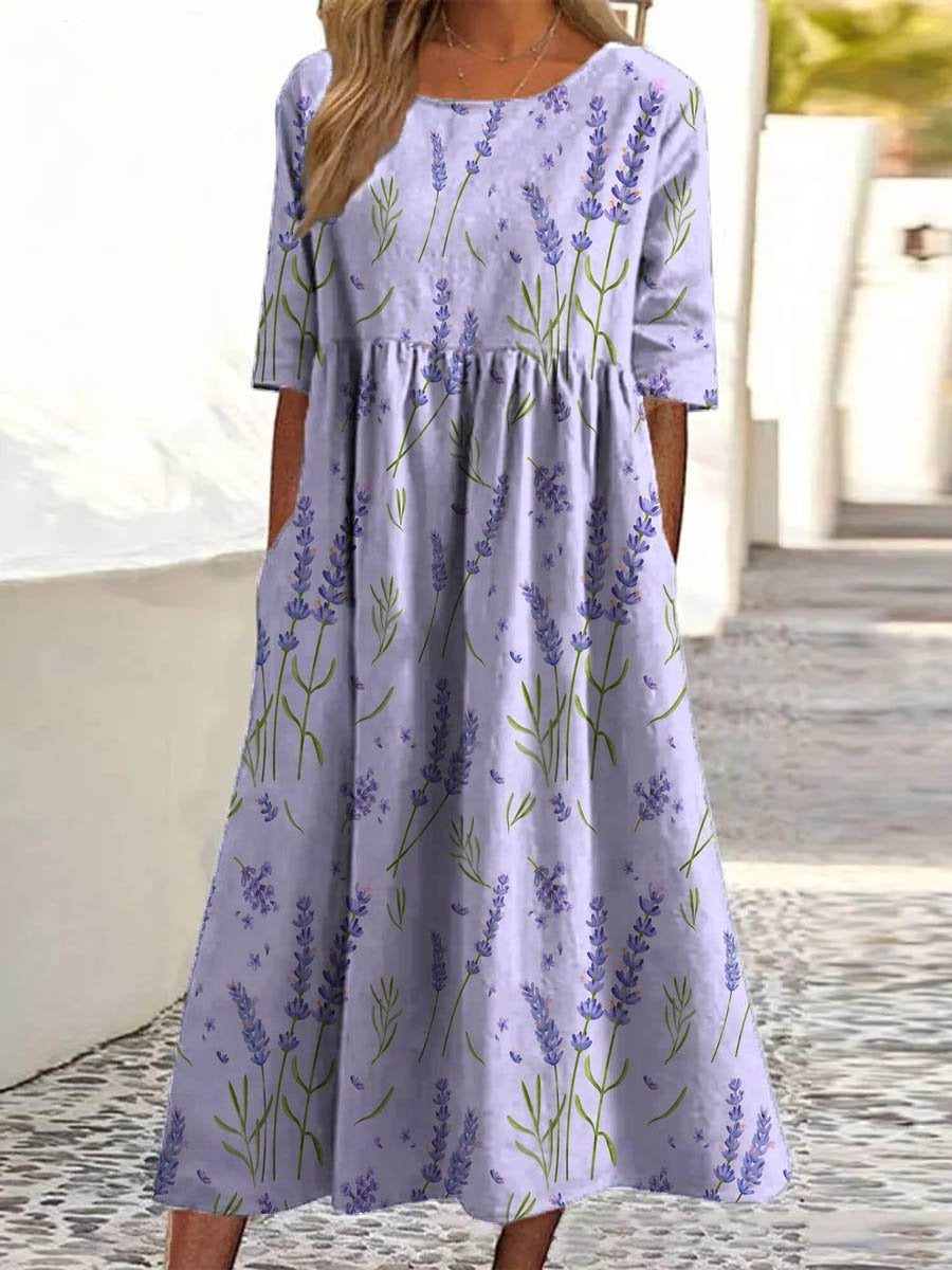 Tina Colebridge | Floral Print Half Sleeve Midi Dress For Women
