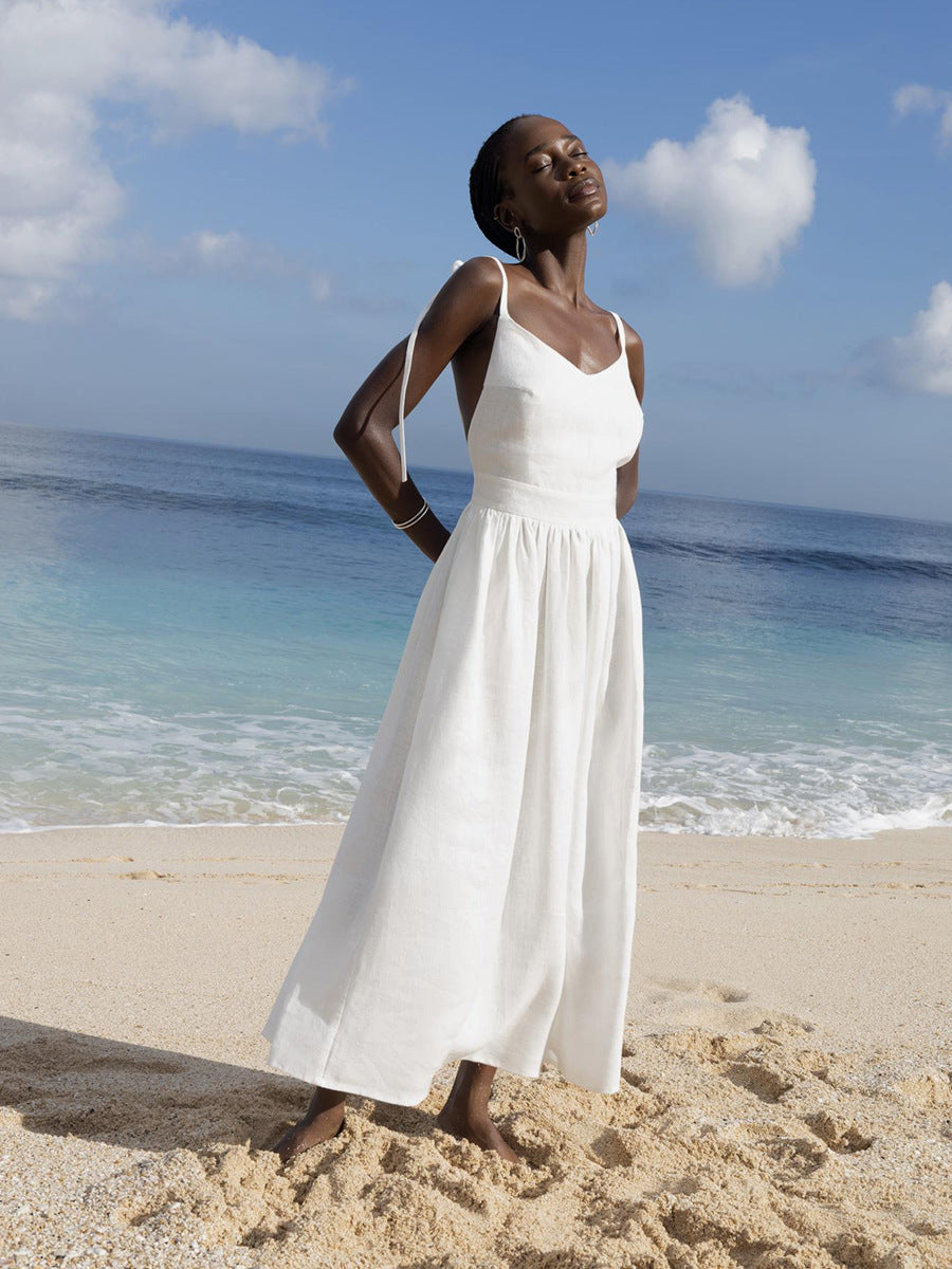Mia Williams | Cotton V-Neck Midi Dress For Women