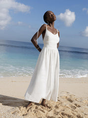 Mia Williams | Cotton V-Neck Midi Dress For Women