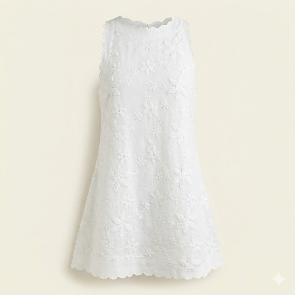 Chloé Dubois | Embroidered Scalloped Mini Dress with Soft A-Line Fit For Women