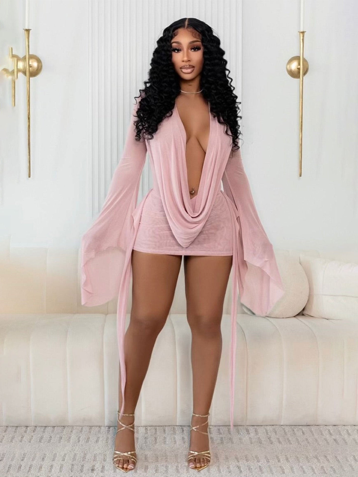 Georgina Jones | Deep V-Neck Backless Mini Dress For Women