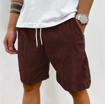 Dario Ballina | Grey Corduroy Drawstring Shorts For Men