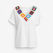 Millie Fairweather | Crochet-Trim V-Neck Tee For Women