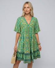 Brooke Flemming | V-Neck Flared Sleeve Paisley Mini Dress For Women