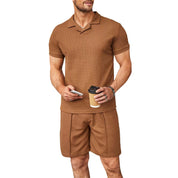 Grady Thornton | Waffle Knit Polo Shirt & Shorts Set For Men