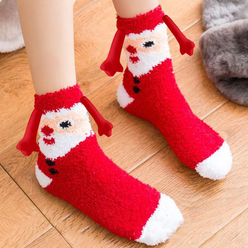 Ember | Red Santa Magnetic Christmas Socks Unisex & Couples
