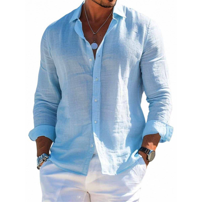 Bruno Harthurst | Grey Relaxed Linen-Look Shirt For Men