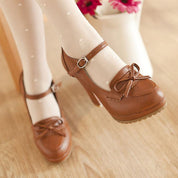 Romina Tarford | Bow Mary Jane Platform Block Heel Pumps For Women