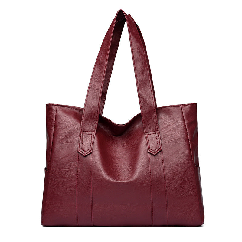 Fits The Lot | Black Large Leather-Look Tote Bag For Women
