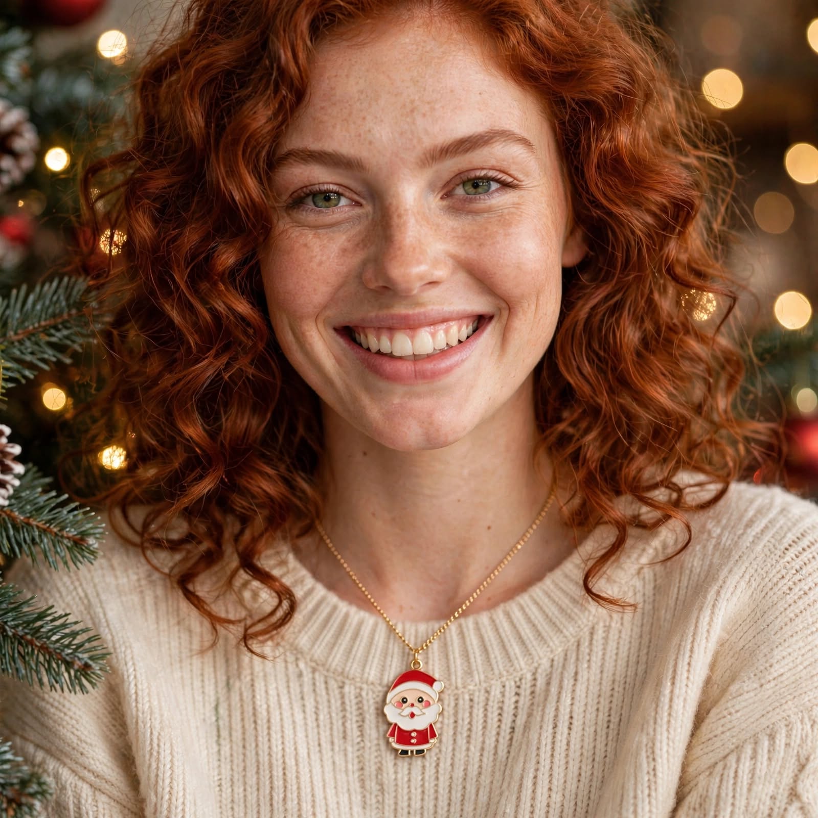Yule Star | Gold Santa Snowman Elk Christmas Necklace For Women