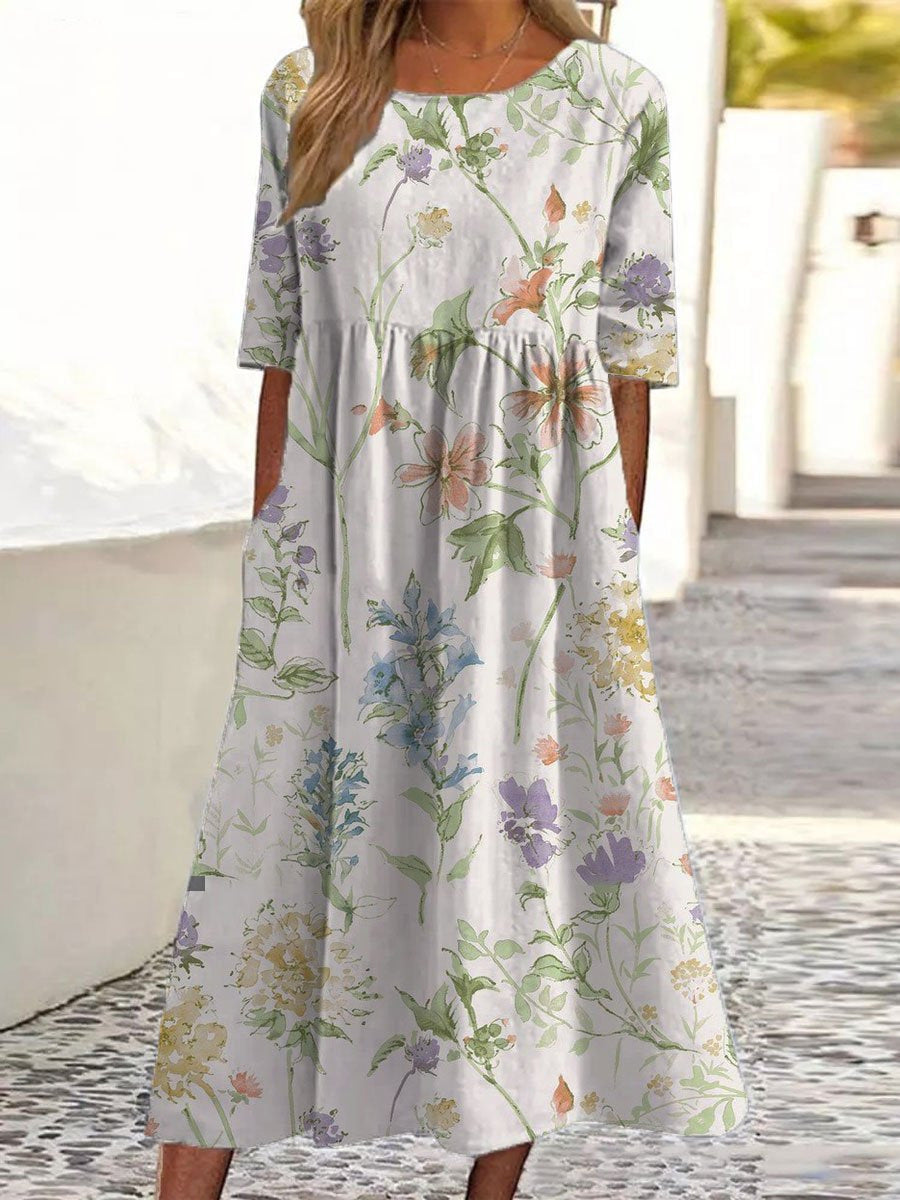 Tina Colebridge | Floral Print Half Sleeve Midi Dress For Women