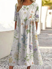Tina Colebridge | Floral Print Half Sleeve Midi Dress For Women