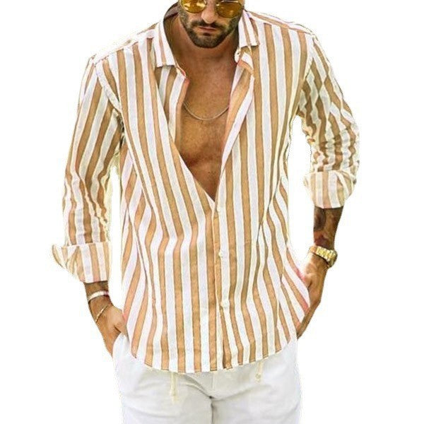 Remo Fenbridge | Striped Stretch Long Sleeve Shirt For Men