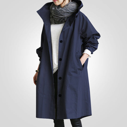 Paola Glenelg | Beige Long Hooded Raincoat For Women