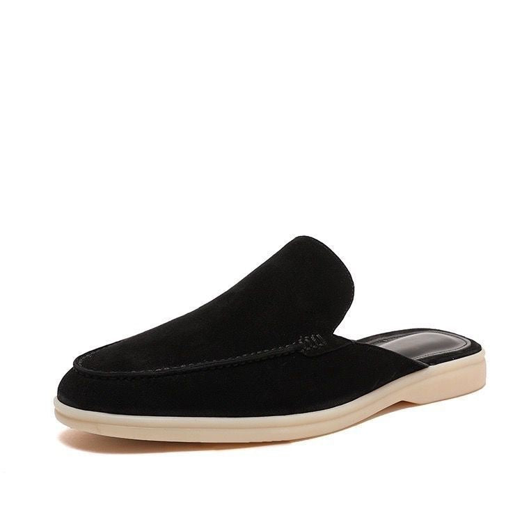 Silvio Tamworth | Rust Suede Backless Loafers For Men