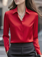 Monica Barstone | Satin Long Sleeve Blouse For Women